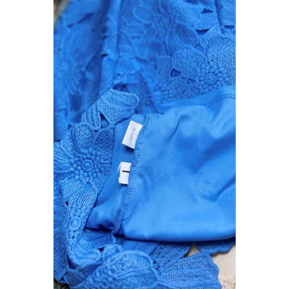 Ann Taylor Petite 10P Blue Daisy Floral Lace Sheath Dress Tank Sleeveless - Picture 12 of 15